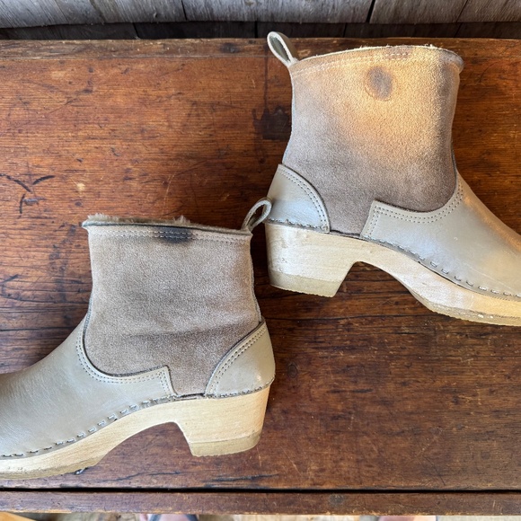No.6 Pull on Shearling Lined Wood Clog Boots 43 - Picture 3 of 6